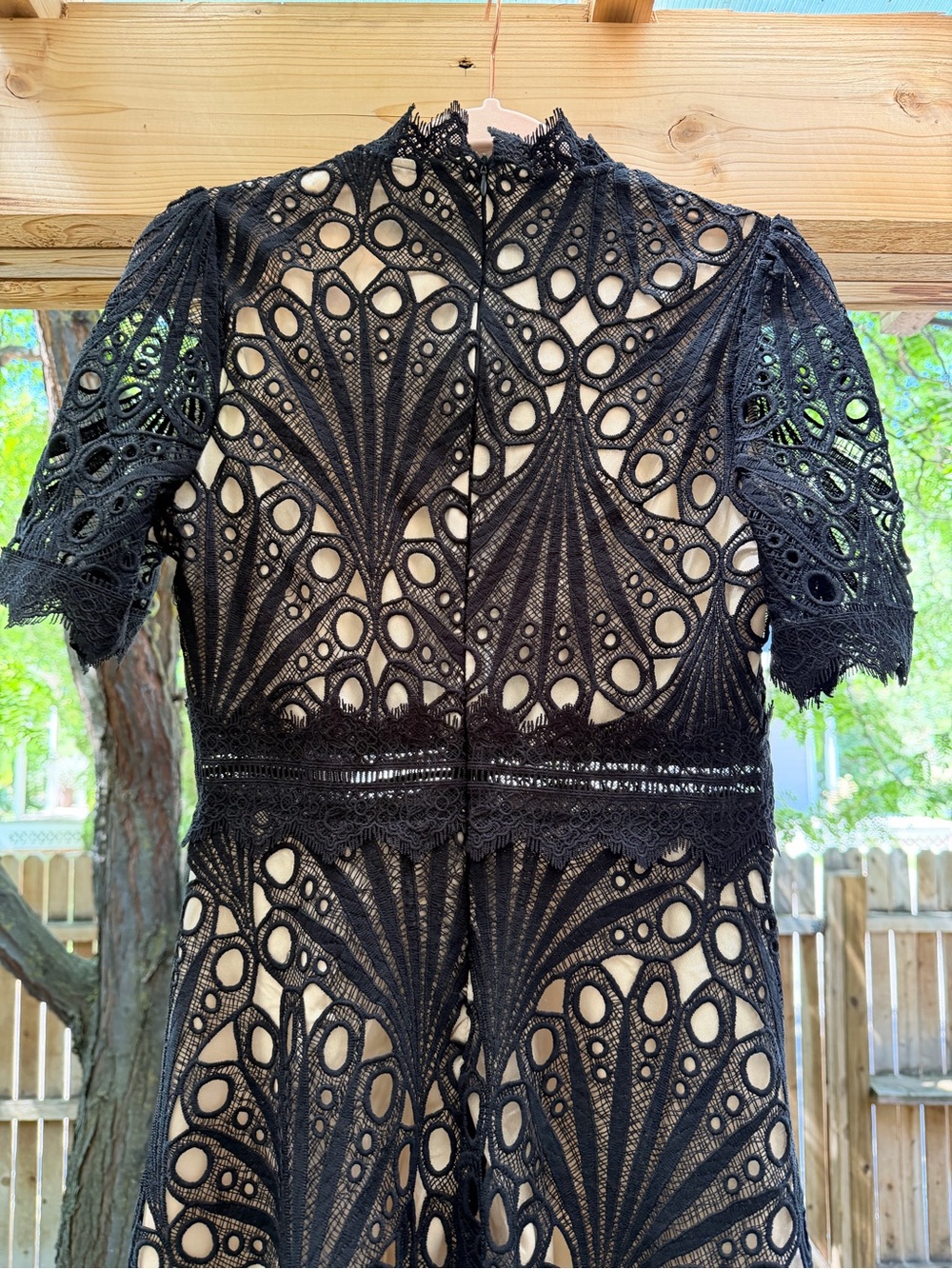 NWT Lace Crochet Midi Dress Wedding Guests Formal Events Large Black - Picture 11 of 15